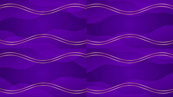 暗紫色和金色抽象几何运动技术背景。无缝循环背景动画