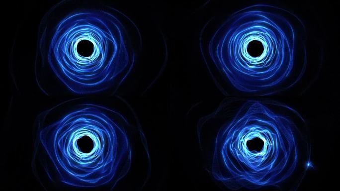 一个抽象粒子隧道的动画。声音可视化。未来主义或技术走廊
