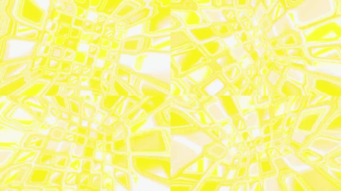 黄色迷幻立方体与闪闪发光的矩形段作为循环背景3d渲染。Vj循环夜总会，音乐节，Dj迪斯科