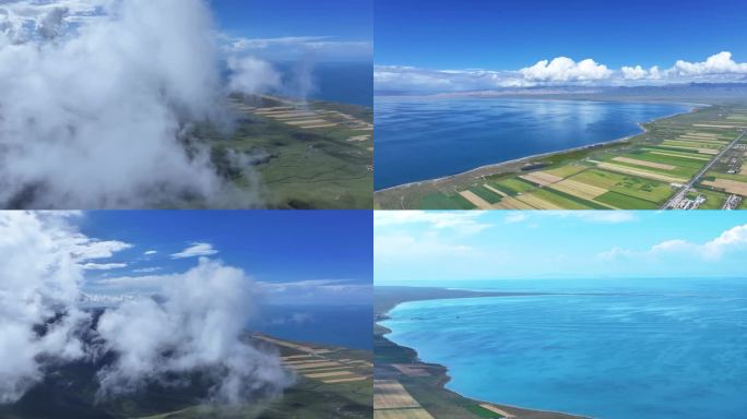 青海湖航拍4K 1000米高空穿云拍摄