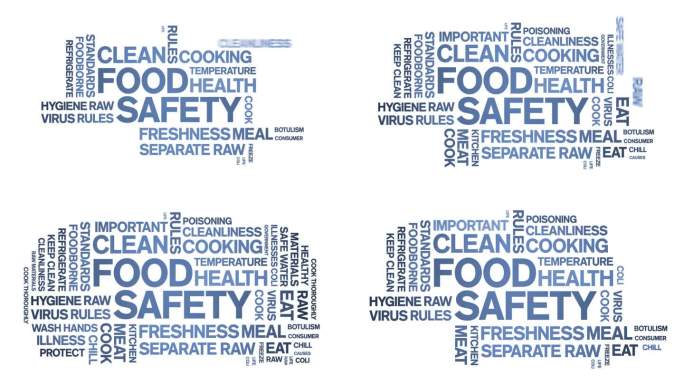 食品安全动画字云，标签文本动态排版无缝循环。