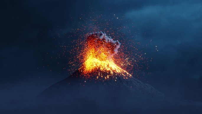 超写实火山喷发特效镜头