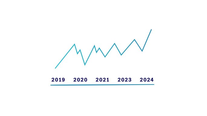 2019 - 2024年5年增长图。业务增长和成功的企业。
