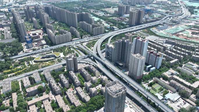 4K西安二环城市远景航拍