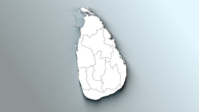 带省的斯里兰卡现代白色地图