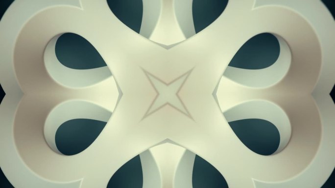 抽象复杂的图案从一组旋转弯曲的白色人物。3d渲染数字循环动画4K