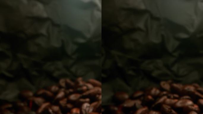 近距离烘焙咖啡豆咖啡豆烘焙特写竖屏视频素
