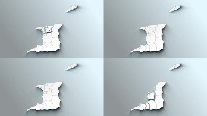 特立尼达和多巴哥带地区的现代白色地图