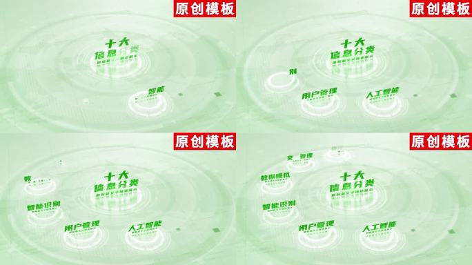 10-明亮绿色文字信息分类ae包装模板十