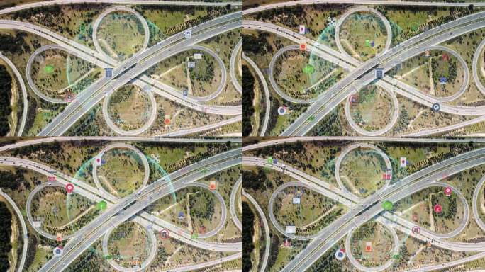 智能汽车汽车通信Ai物流自动配送车物联网GPS跟踪卫星5G智能道路交通道路交叉口立交高速公路交通数据