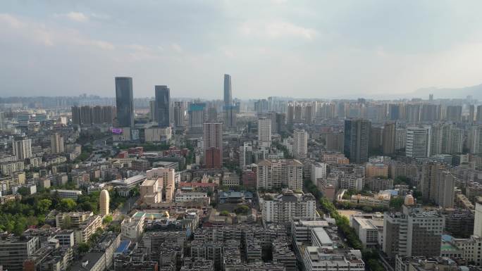 云南昆明城市雨季暴雨来袭航拍