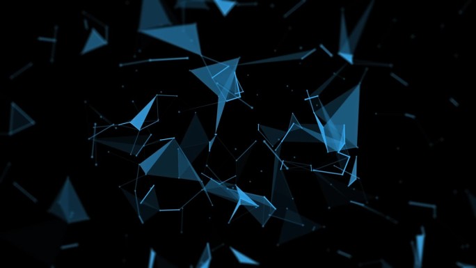 抽象背景，4K蓝色动画。几何抽象背景与连接的线和点。