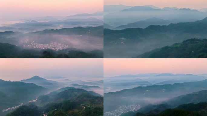 航拍安徽皖南歙县山川风光4K