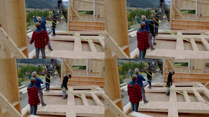 男人从零开始建造家园，竖立巨大的前墙