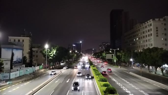 107国道深圳宝安西乡路段深夜景观