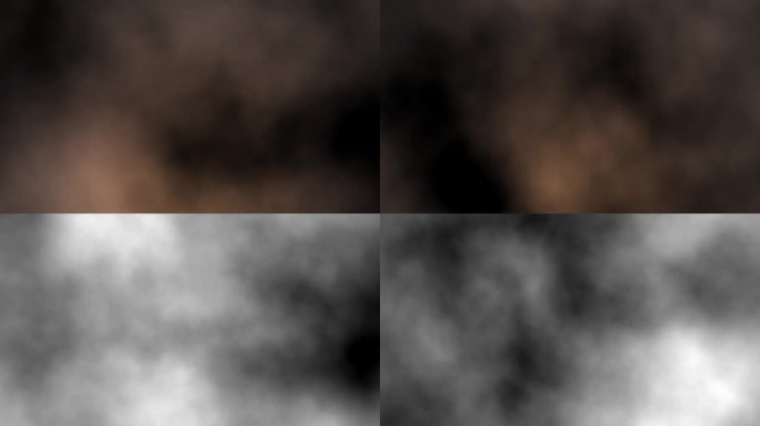 无缝循环动画烟雾，蒸汽，云在黑色背景与alpha通道。烟雾，从底部背景升起的一团烟雾。光，白色，雾，