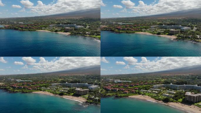 夏威夷毛伊岛威利亚热带沙滩鸟瞰图
