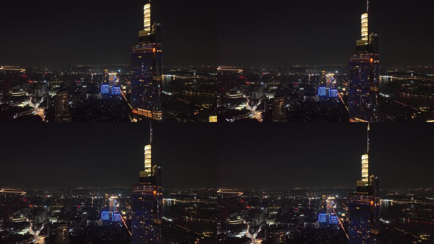 中国江苏南京城市天际线夜景风光