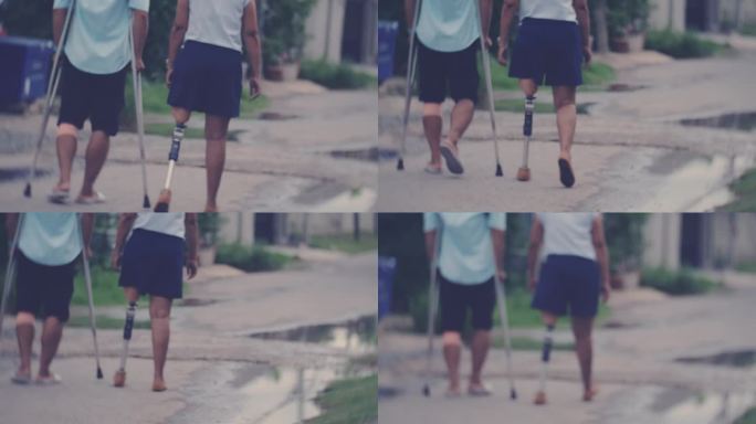 夫妇散步夫妇散步残疾假肢