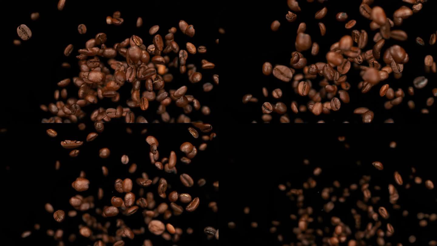 超级慢动作的咖啡豆爆炸