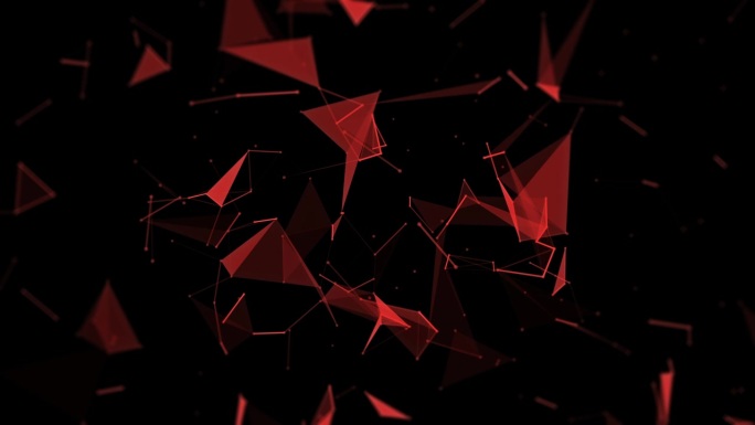 抽象背景，4K红色动画。几何抽象背景与连接的线和点。