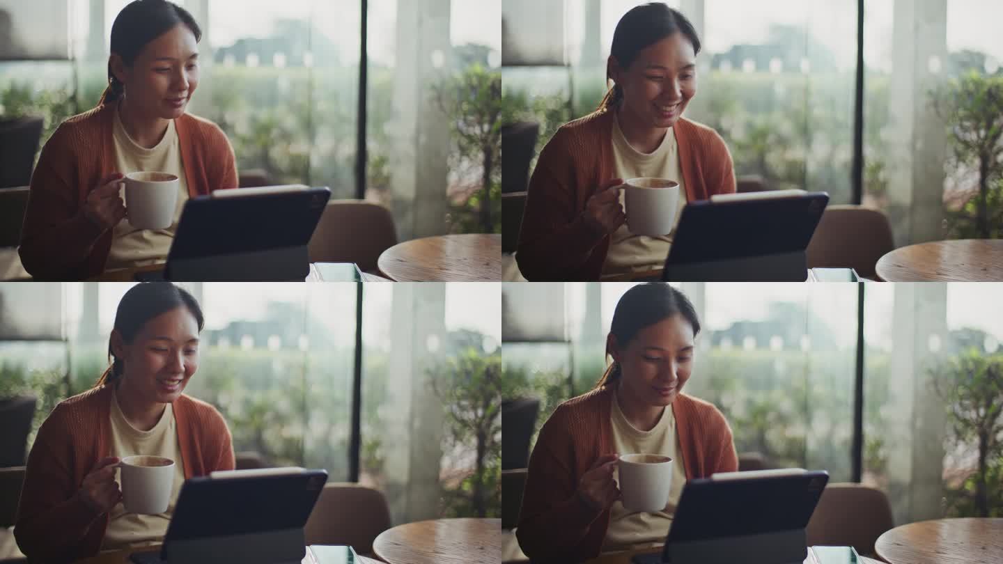亚洲女性在平板电脑上观看