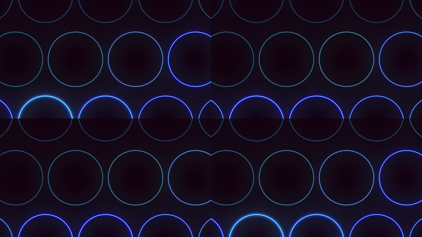 迷人的黑色和蓝色圆形图案与数组的圆圈