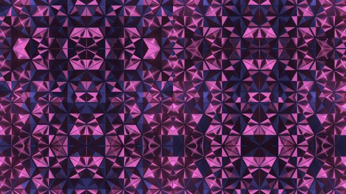 闪亮的金属粉红色六边形数字无缝循环动画背景。3d渲染4K