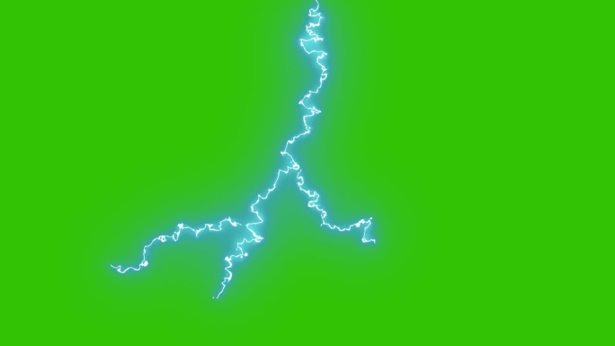 雷击闪电雷暴放电绿屏。猛烈的闪电雷电闪光电闪雨。多个闪电分支耀眼壮观的惊人雷声。