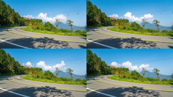 丽水云和梯田公路缆车蓝天白云延时原创交通