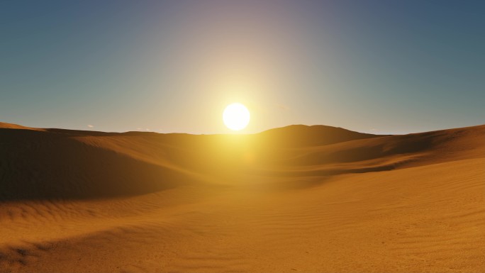 沙漠大漠荒漠日出太阳朝阳升起时间光影变化