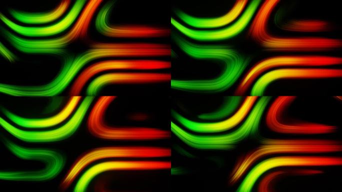 绿色和黄色和红色抽象粒子运动背景VJ循环在4K