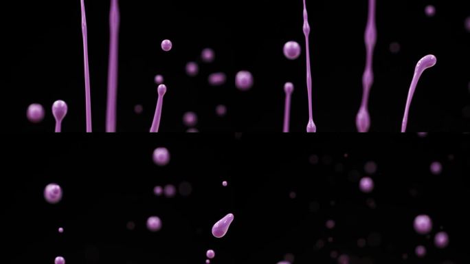 紫色的油漆飞溅，形成水滴