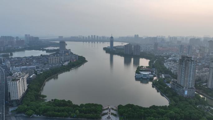 南昌青山湖风景区航拍城市公园湖水湖泊风景