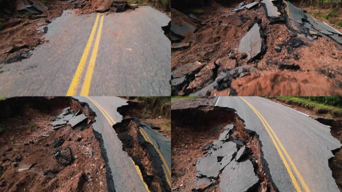 被冲垮的道路