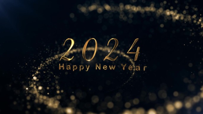 新年，2024年新年庆典，横幅，黑底金色颗粒