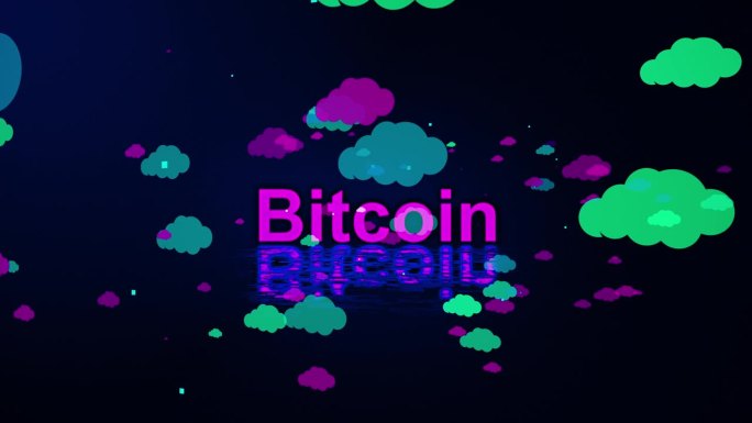 区块链背景概念Bitcoin云朵黑客红客