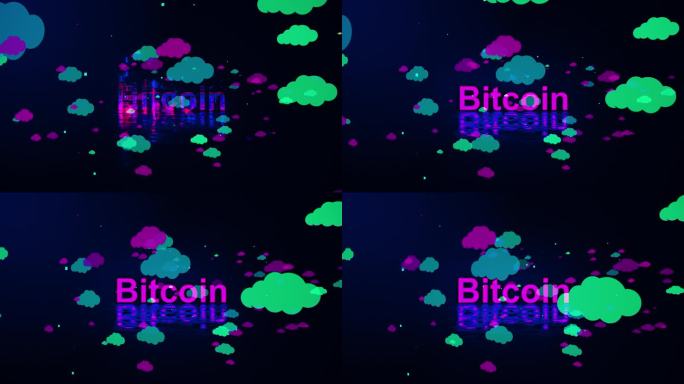 区块链背景概念Bitcoin云朵黑客红客