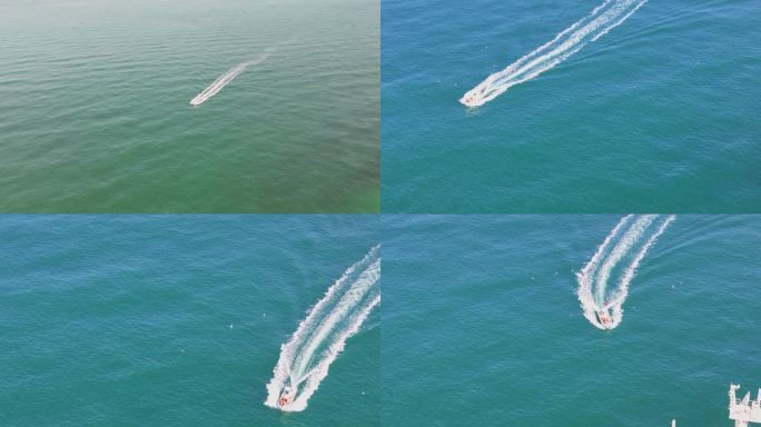 快艇 冲浪 海上快艇 海浪 游船 海鸥