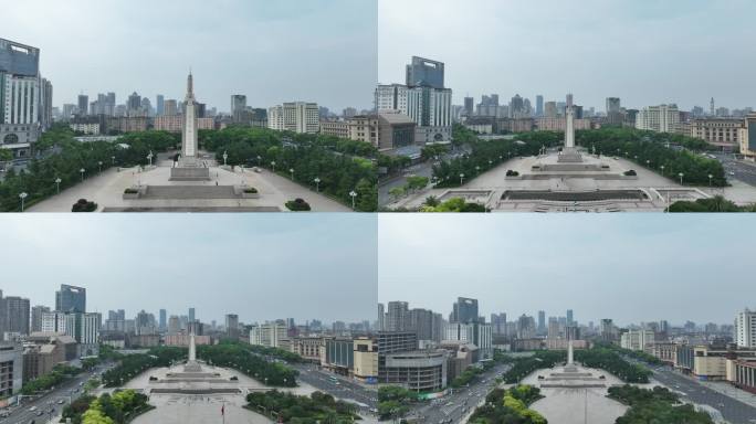 南昌市八一广场航拍八一南昌起义纪念塔建筑