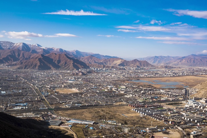 拉萨市 布达拉宫 定机位延时摄影大景