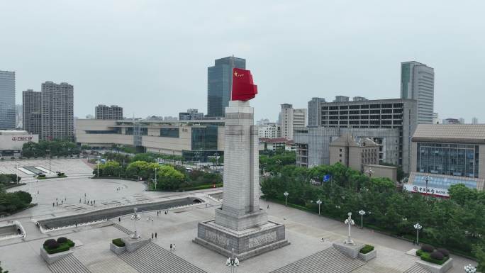 南昌市八一广场航拍八一南昌起义纪念塔建筑