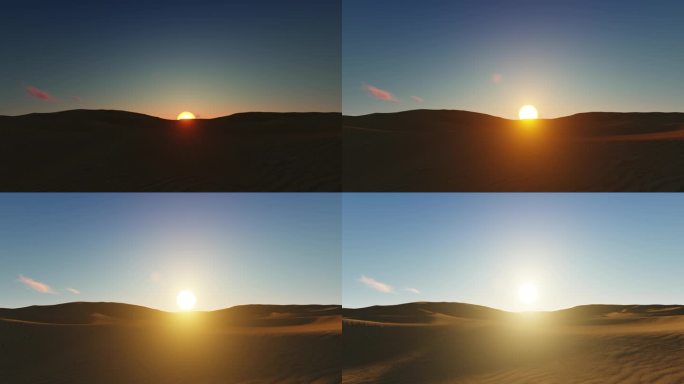 大漠荒漠沙漠太阳日出朝阳光影未来希望光明