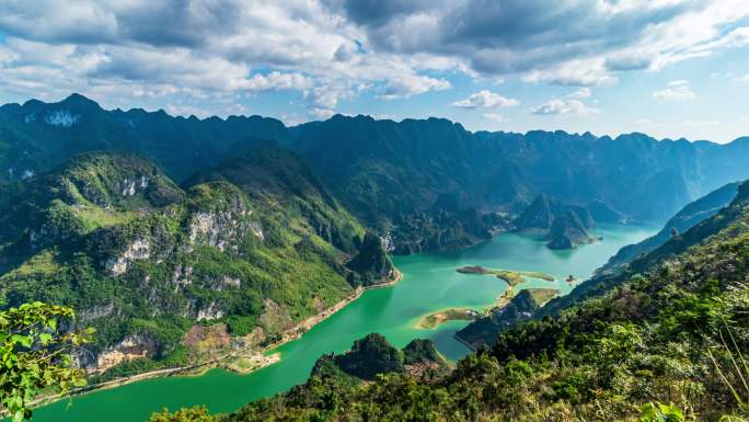 百色浩坤湖景区自然风光延时视频