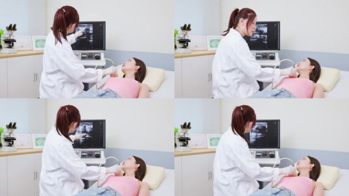 女性乳房超声检查医生做B超检查视频素材