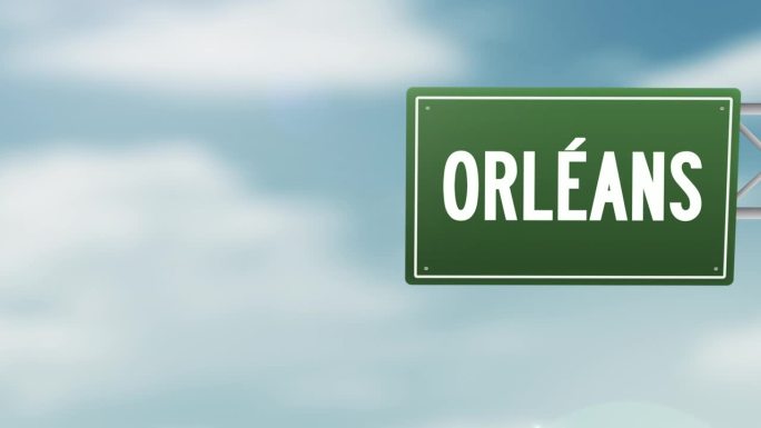 法国奥尔萨姆斯市-法国大区城市城镇道路标志在蓝色多云的天空-股票视频