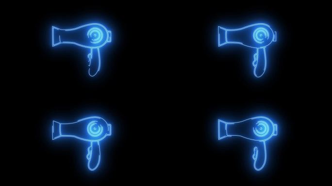 动画图标形状的吹风机与霓虹军刀的效果