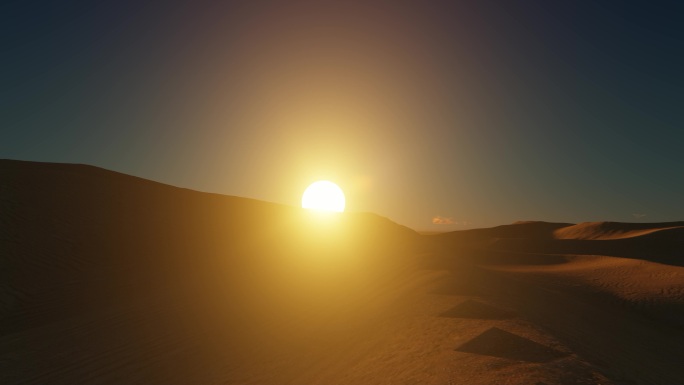 沙漠大漠荒漠太阳日出朝阳穿梭未来希望开场