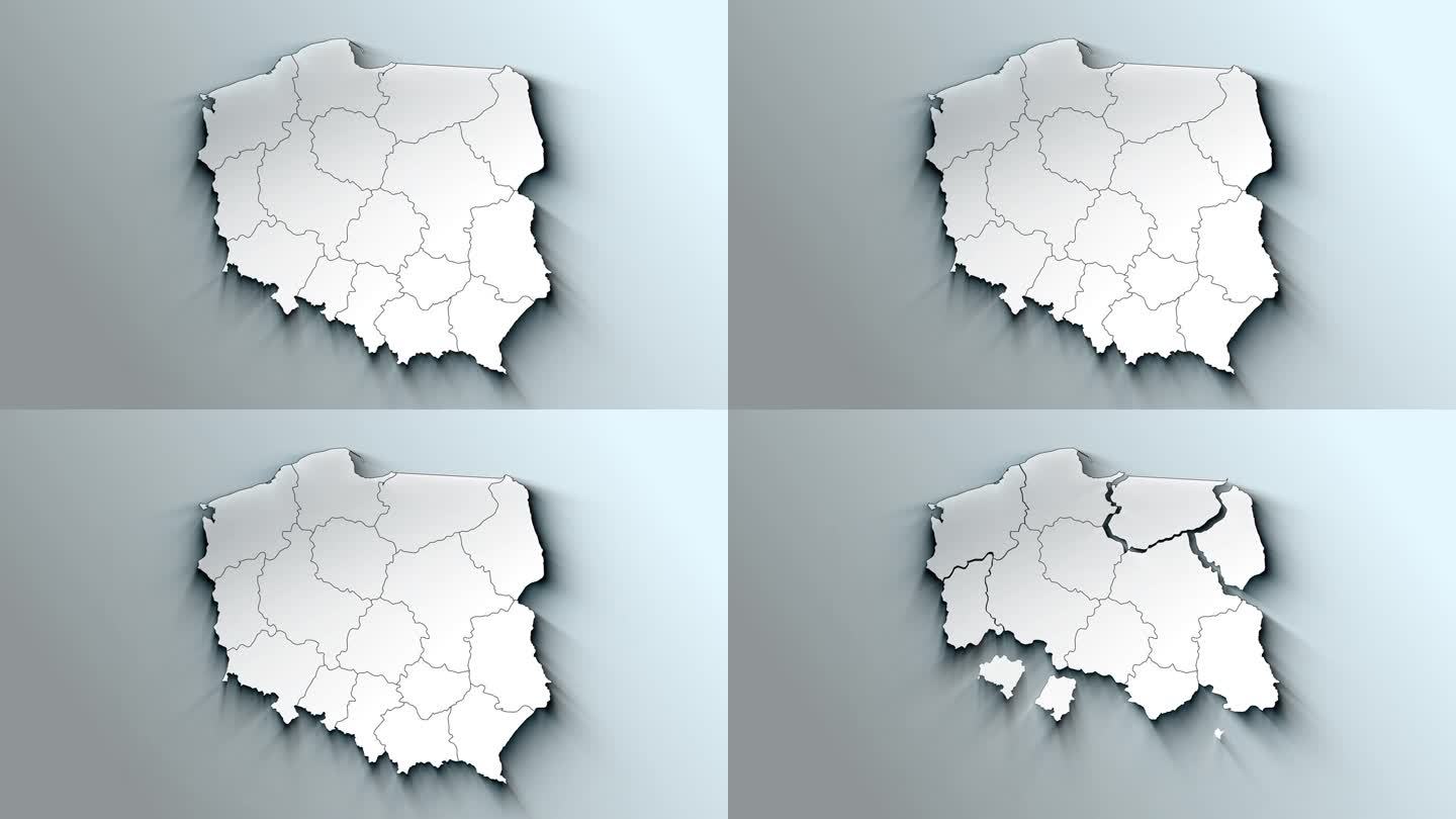 带省的现代波兰白色地图