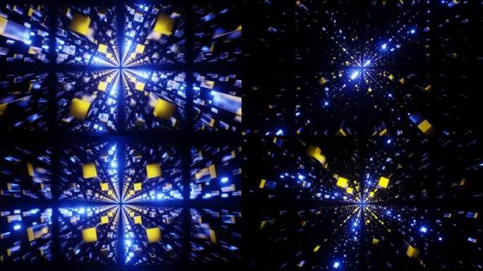 金色和蓝色抽象三次元背景VJ循环在4K